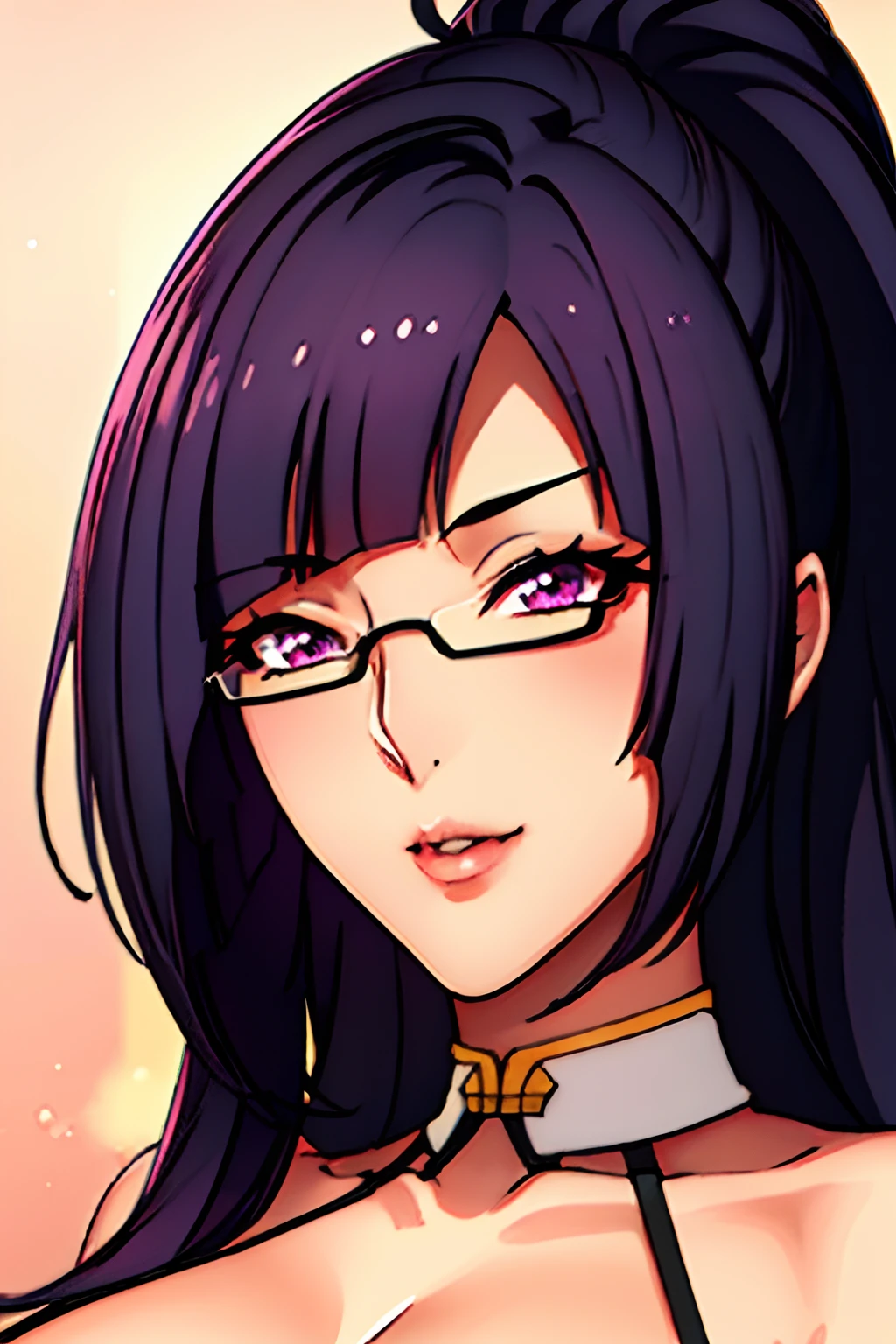 Beautiful, (police uniform:0.5), (half of body image), pov on bellow, church background, semi-rimless eyewear, black hair, very long hair, ponytail,Bangs,purple eyes, 1 girl, 20yo,Young female,Beautiful Finger,Beautiful long legs,Beautiful body,Beautiful Nose,Beautiful character design, perfect eyes, perfect face,expressive eyes,perfect balance, (innocent_big_eyes:1.0), official art,extremely detailed CG unity 8k wallpaper, perfect lighting,Colorful, Bright_Front_face_Lighting,shiny skin, (masterpiece:1.0),(best_quality:1.0), ultra high res,4K,ultra-detailed, photography, 8K, HDR, highres, absurdres:1.2, Kodak portra 400, film grain, bokeh:1.2, lens flare, (vibrant_color:1.2),professional photograph, (Beautiful,large_Breasts:1.4), (beautiful_face:1.5)