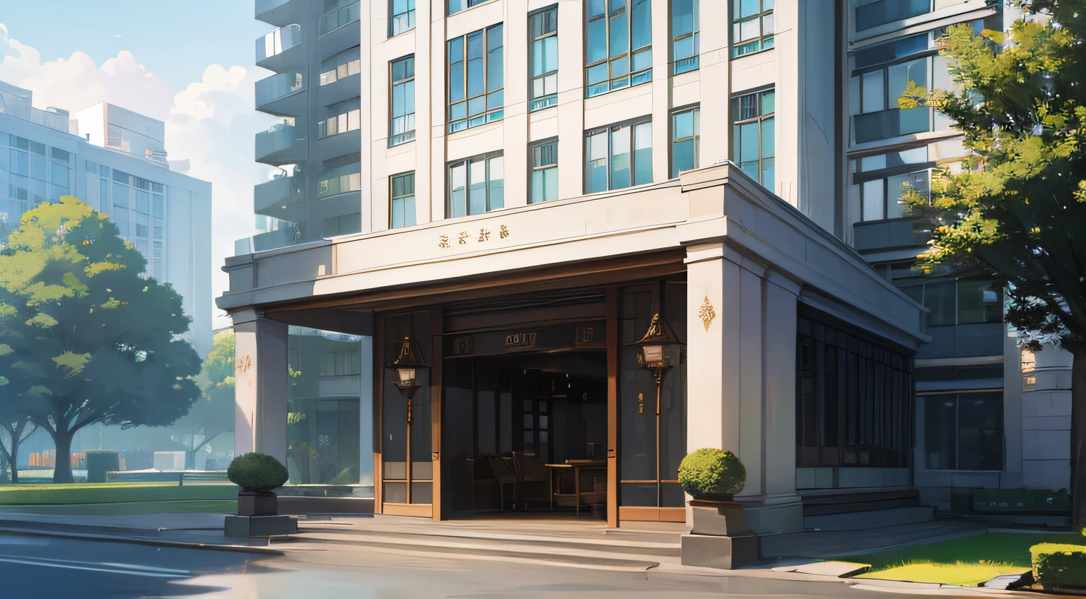 luxury hotel、outside view、the front、frontage