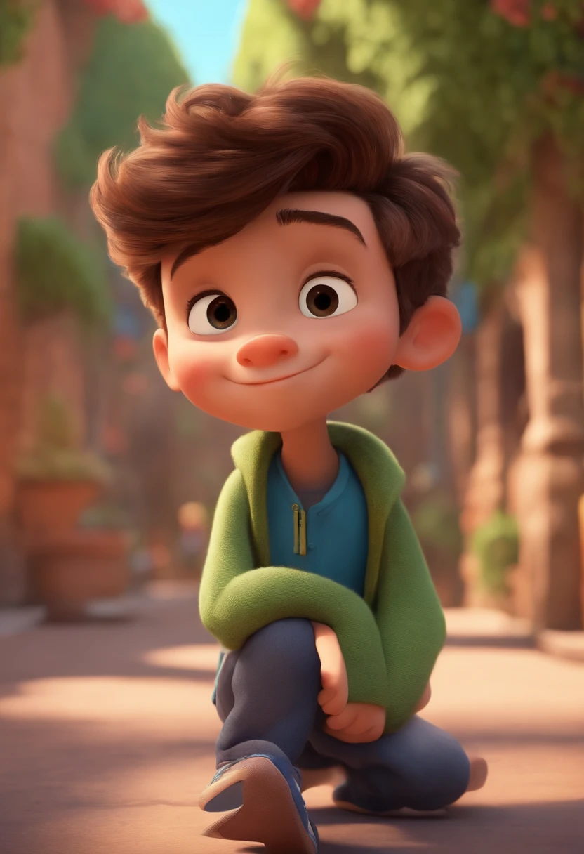 Image of a boy for a story in a YouTube video in Pixar format, He's the little allabester, He's the class leader, He's outgoing, Playful and gets up for a lot of things
