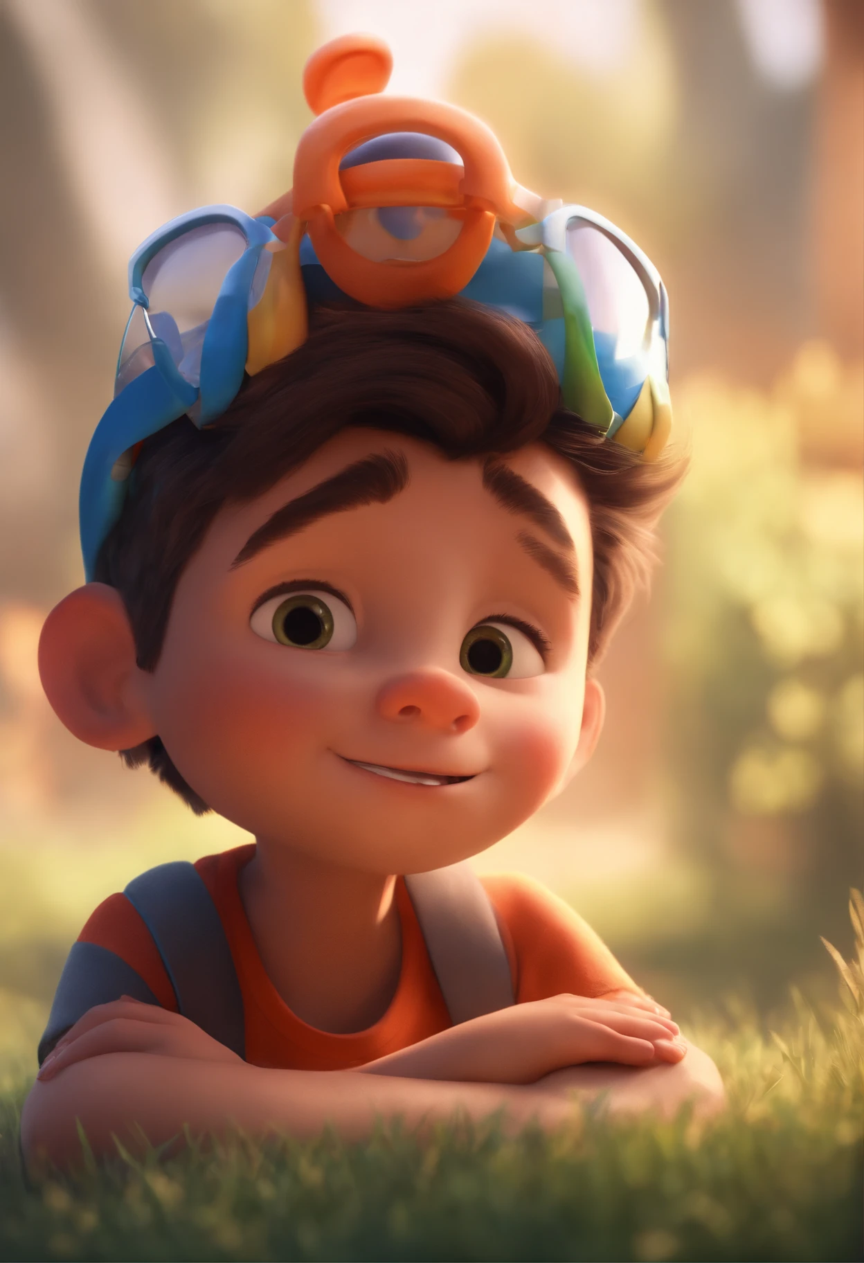 Image of a boy for a story in a YouTube video in Pixar format, He's the little allabester, He's the class leader, He's outgoing, Playful and gets up for a lot of things