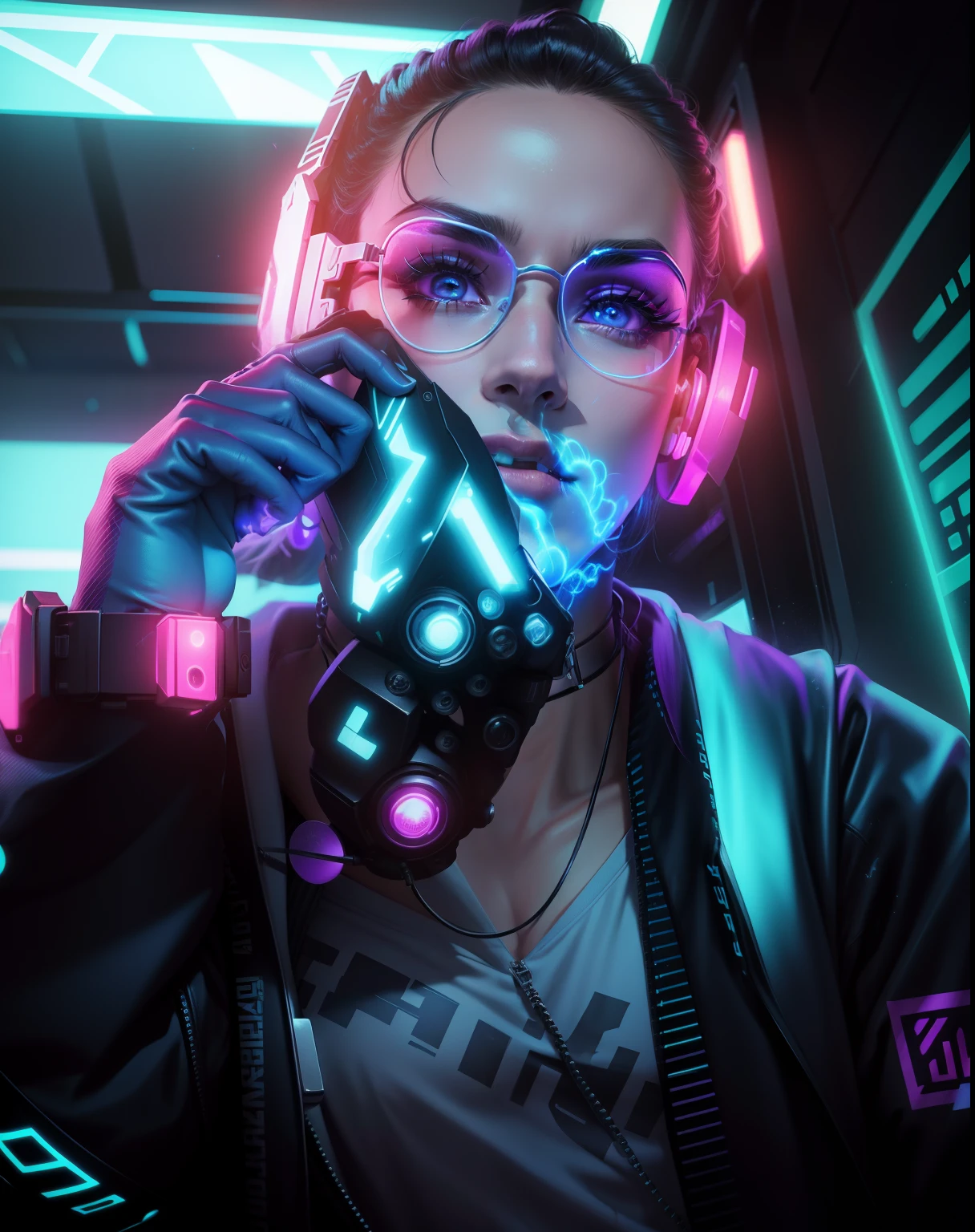 alterar plano de fundo, Cyberpunk, efeitos de luzes neon, Don't change your face too much, 8k ulta realista