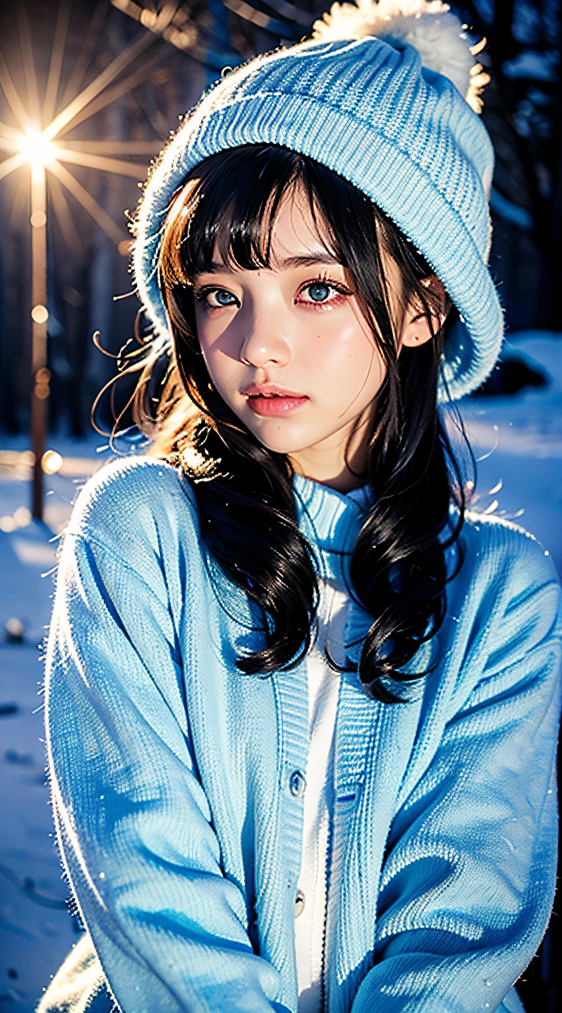 (Beautiful 18-year-old naked ebony won pine mountain, Snow, boulders), (Oversized jacket, Woolly Sweater, Wool hat, Earmuffs), legwarmers, Snow boots, (Erect, BREAK
((Best Quality)), ((masutepiece)), (Detailed), Realistic, absurderes, 8K UHD, High Definition, ultra-detailliert, high quality texture, Intricate details, Detailed texture, Finely detailed, high detailing, extremely details CG, high quality shadow, (Lens Flare, sunbeams, godrays),
BREAK
(Cute Latino Girl, African mixed), (Huge breasts), (Sparkling blue eyes), (Light blue hair), (bust portrait), puffies, Light snow particles float,masterpiece, top-quality, hightquality, hight resolution