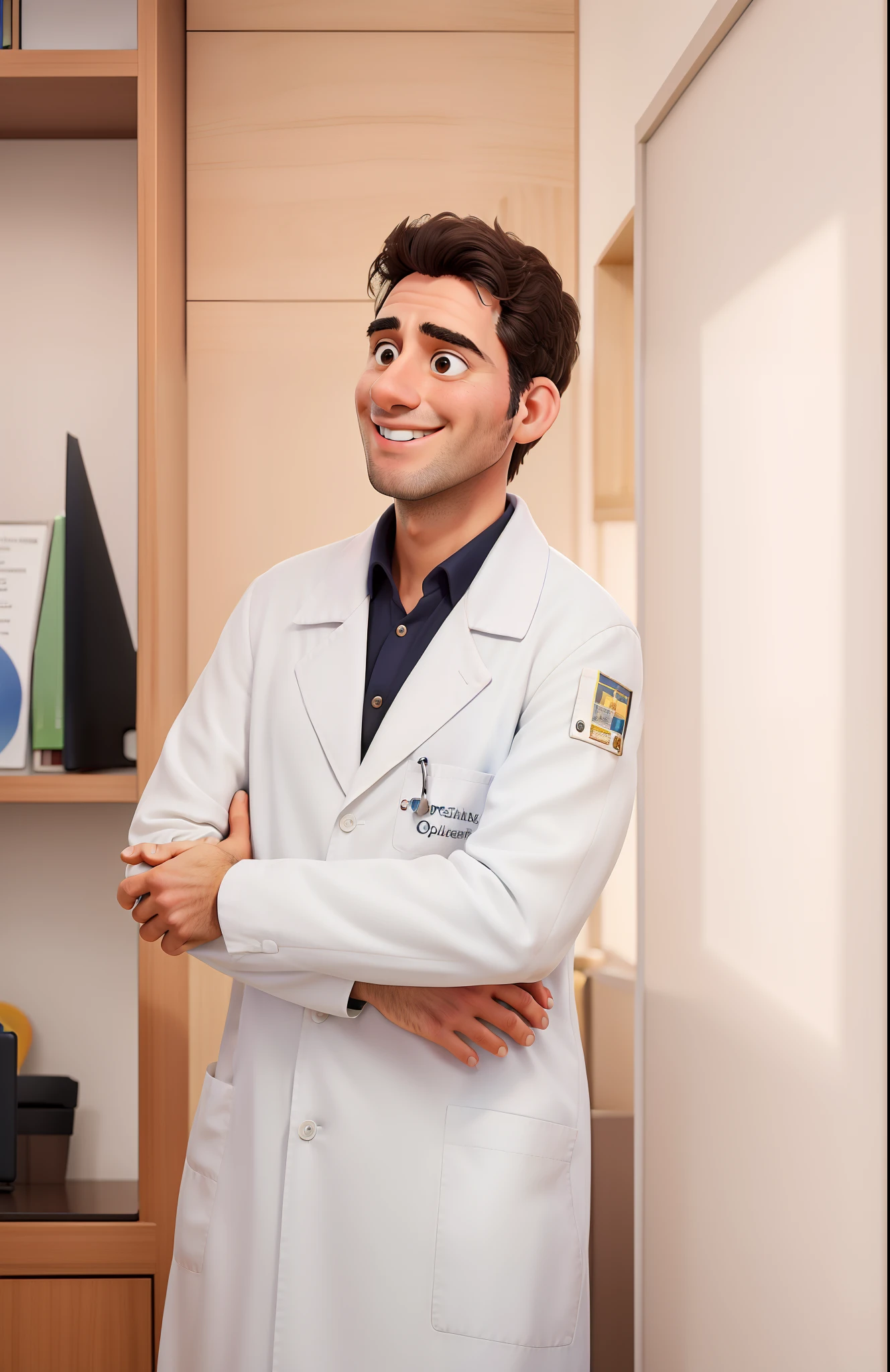 Obra-prima, de melhor qualidade, A smiling doctor in his office
