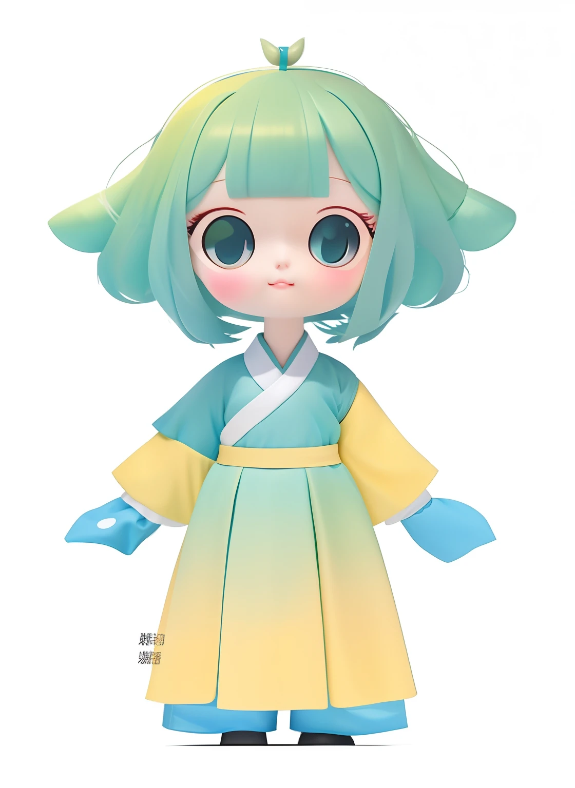 Cartoon character of a girl dressed in green and yellow costumes, lovely digital painting, advanced digital chibi art, inspired by Li Mei-shu, cute character, tchibi, Inspired by Hu Zaobin, inspired by Mei Qing, Inspired by Ai Xuan, Palace , ((A girl in Hanfu)), inspired by Ma Shi, digital character painting, inspired by Lü Ji