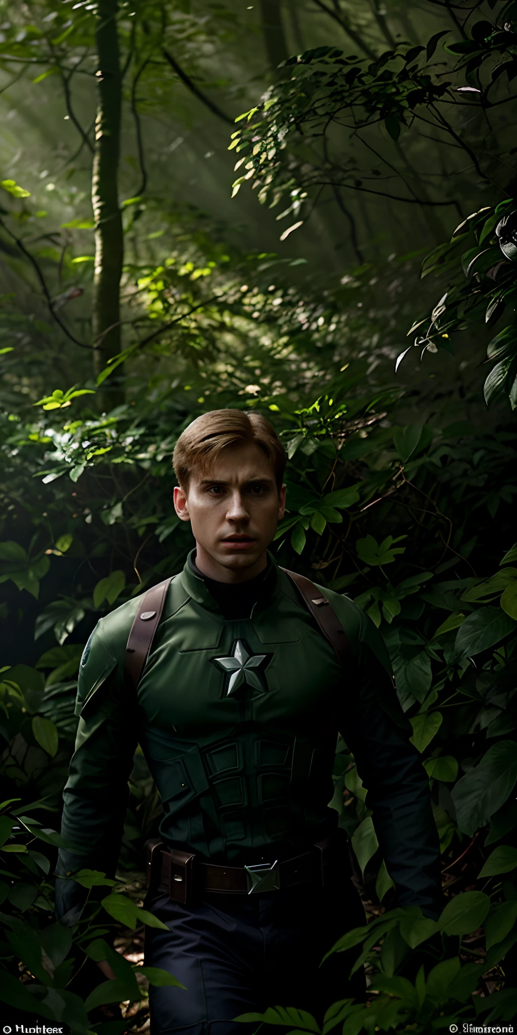 As Steve Rogers navigates through the thick underbrush of the woods, he can feel the presence of four HYDRA agents lurking in the shadows. The sun filters through the leaves, illuminating the tension in the air