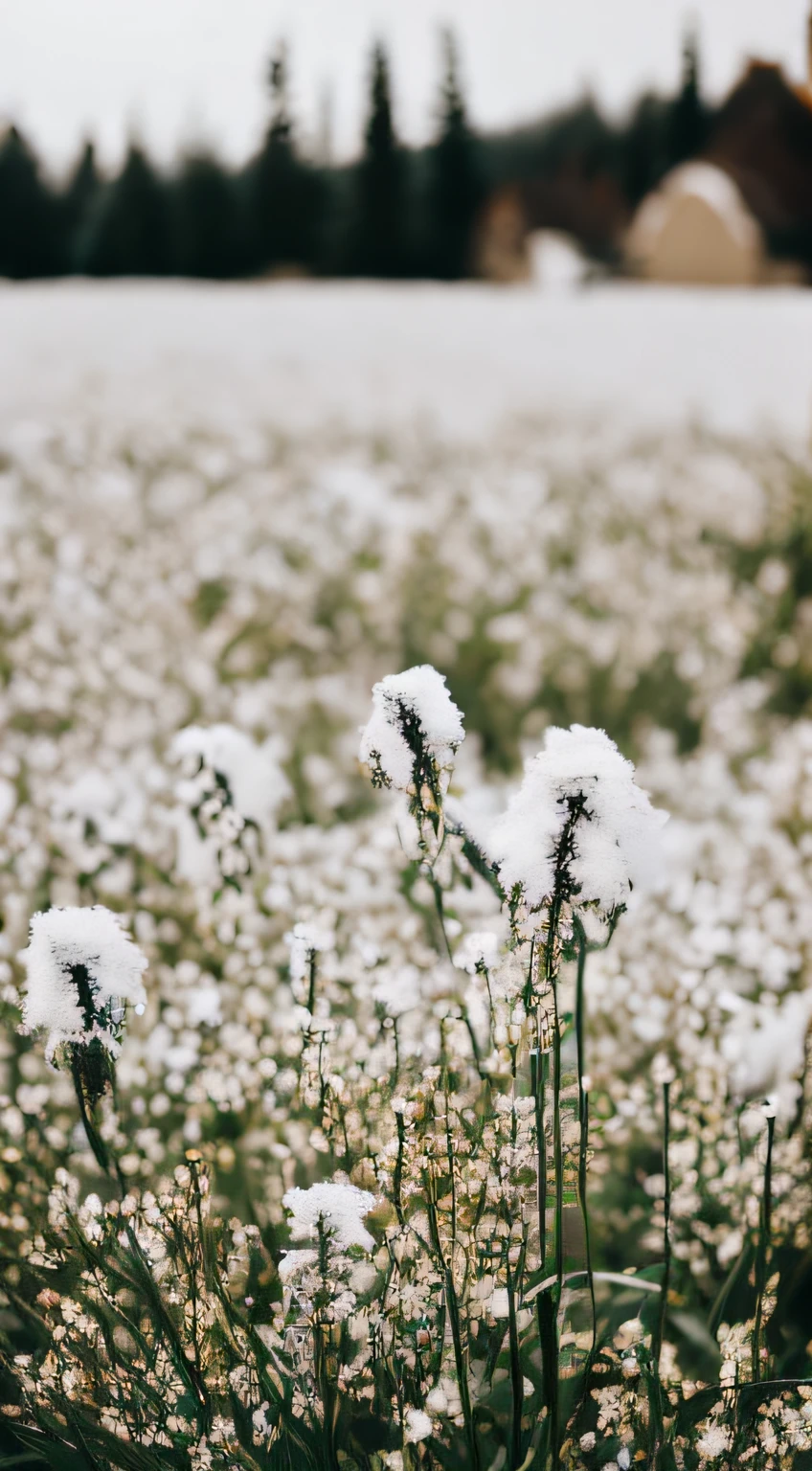 There is snow on the flowers