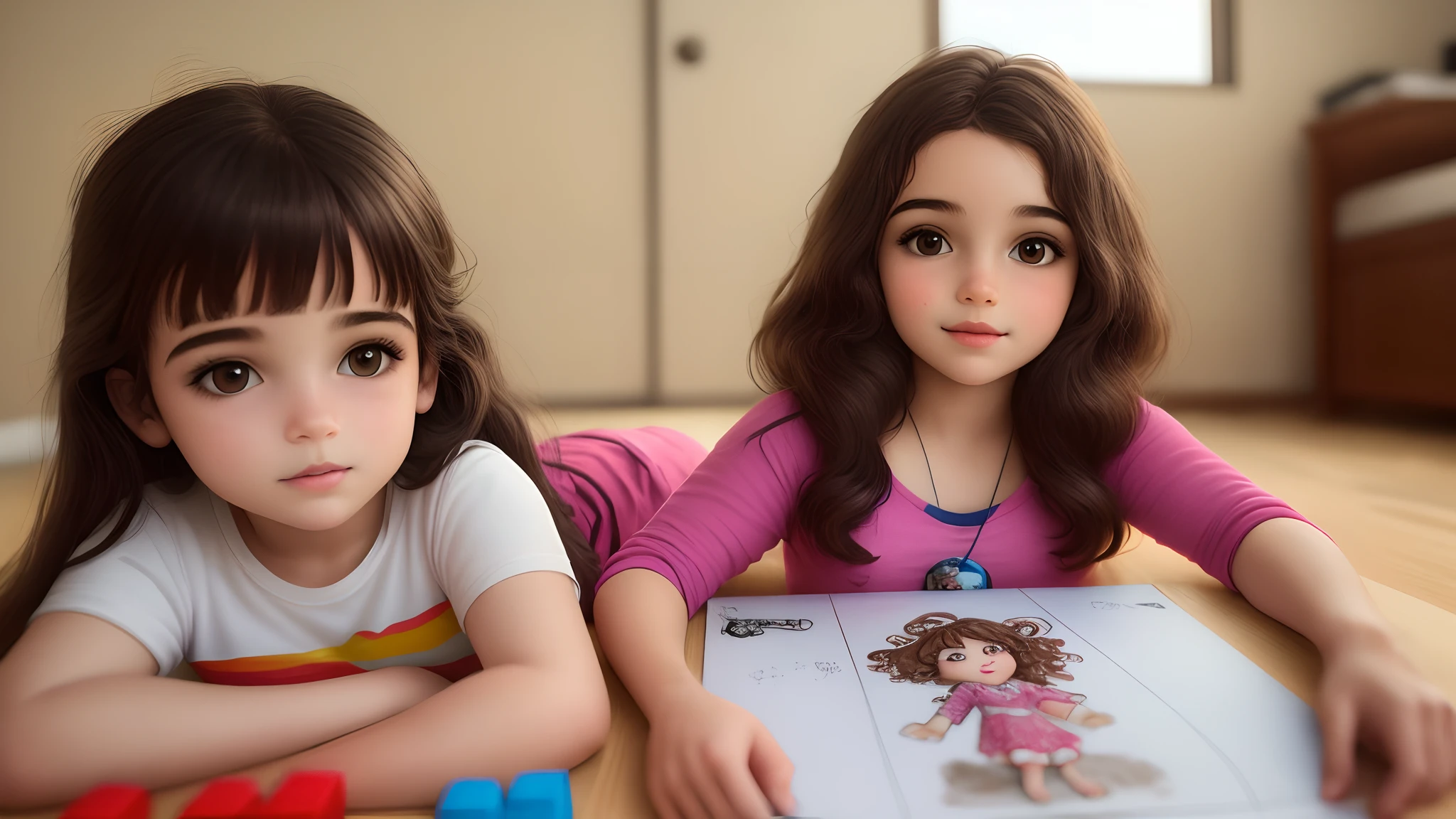 Desenho de minha filha brincando de boneca