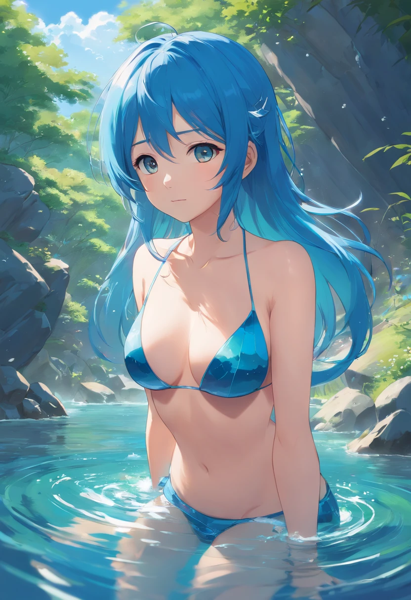 nsfw, large breasts, nude, naked, Anime girl with blue hair and blue clothes in the water, by Yang J, author：Shitao, queen of the sea mu yanling, beautiful mermaid, author：Qu Leilei, By Ni Tian, author：Yan Hui, water fairy, trending on artstation pixiv, 8K high quality detailed art, author：Park Hua, author：Julian