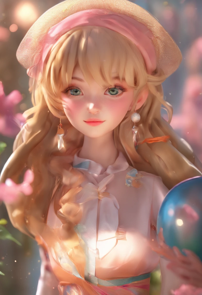 best quality, master part, fotorrealista, extremamente detalhado CG unidade 8k papel de parede, Chibi,1girl, Elsa,sozinho, cheio_corpo, sorrir, Olhando_em_visualizador, ao ar livre,