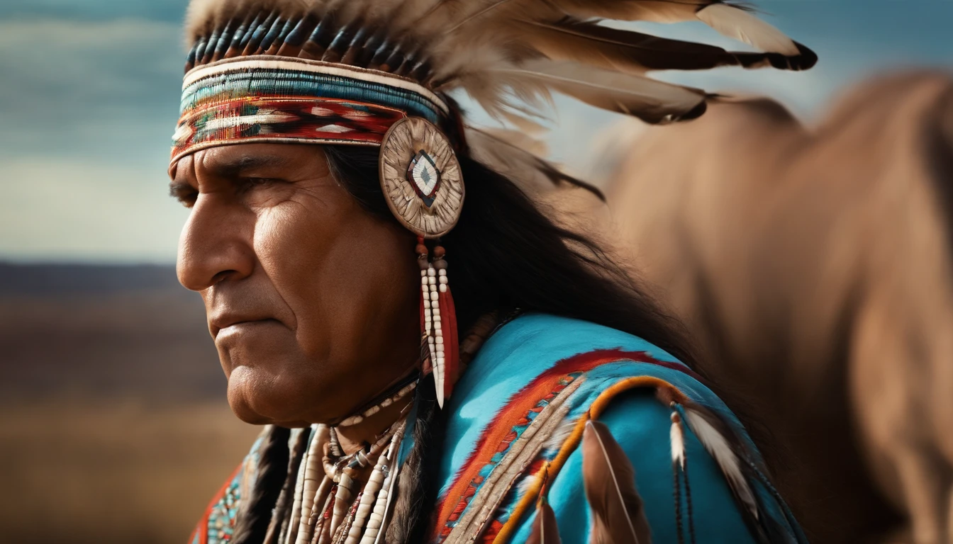 giant american indian man beatiful , imagem de corpo inteiro