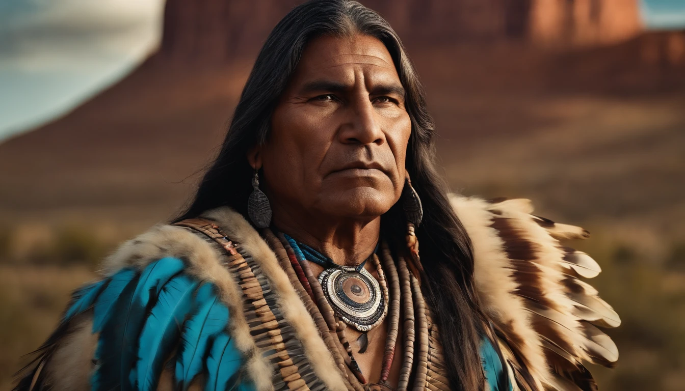 giant american indian man beatiful , imagem de corpo inteiro