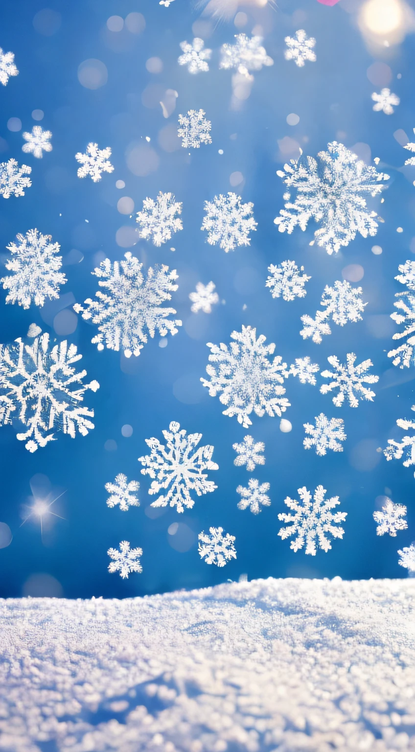 Snowflakes fall in winter，Snow on the ground