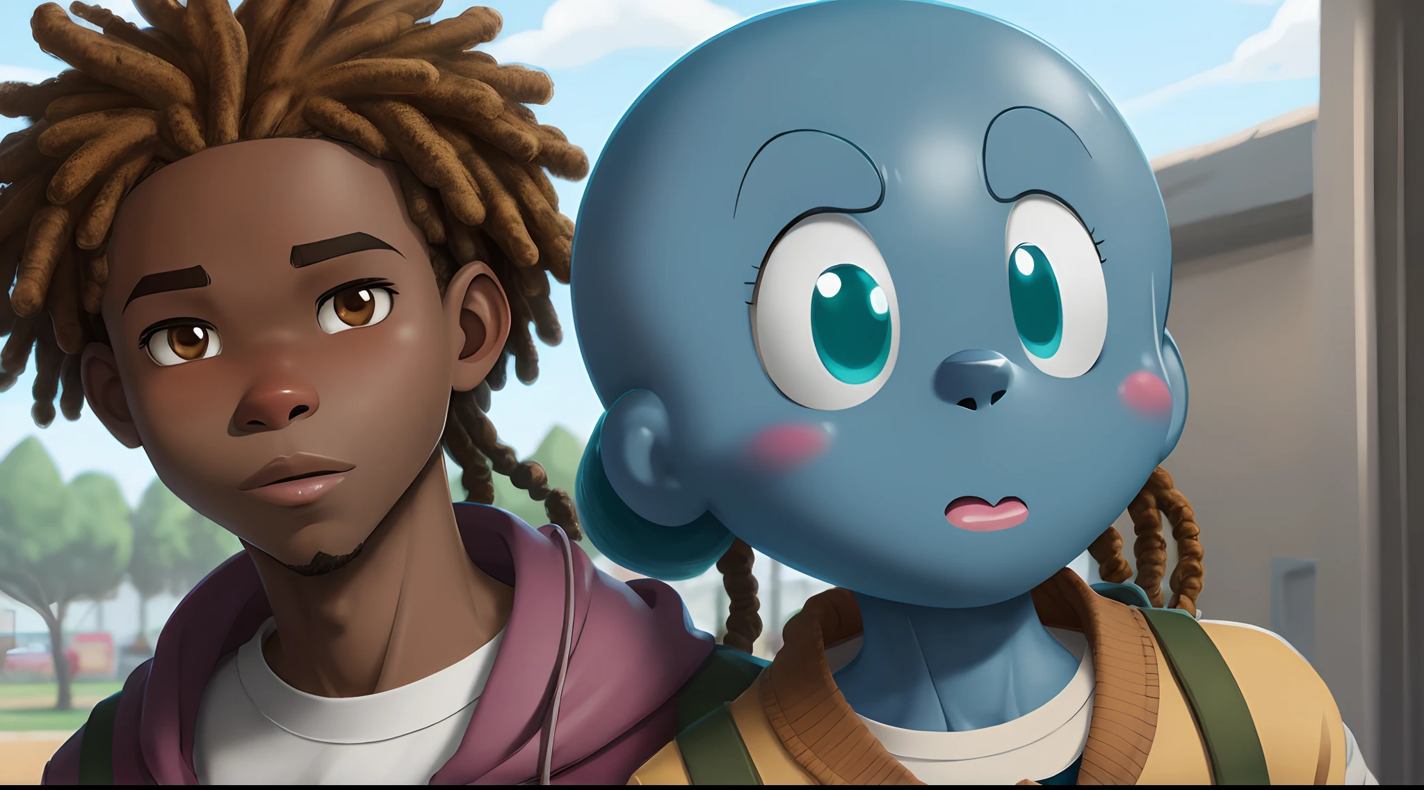 Human Darwin from the amazing world of gumball with dreads