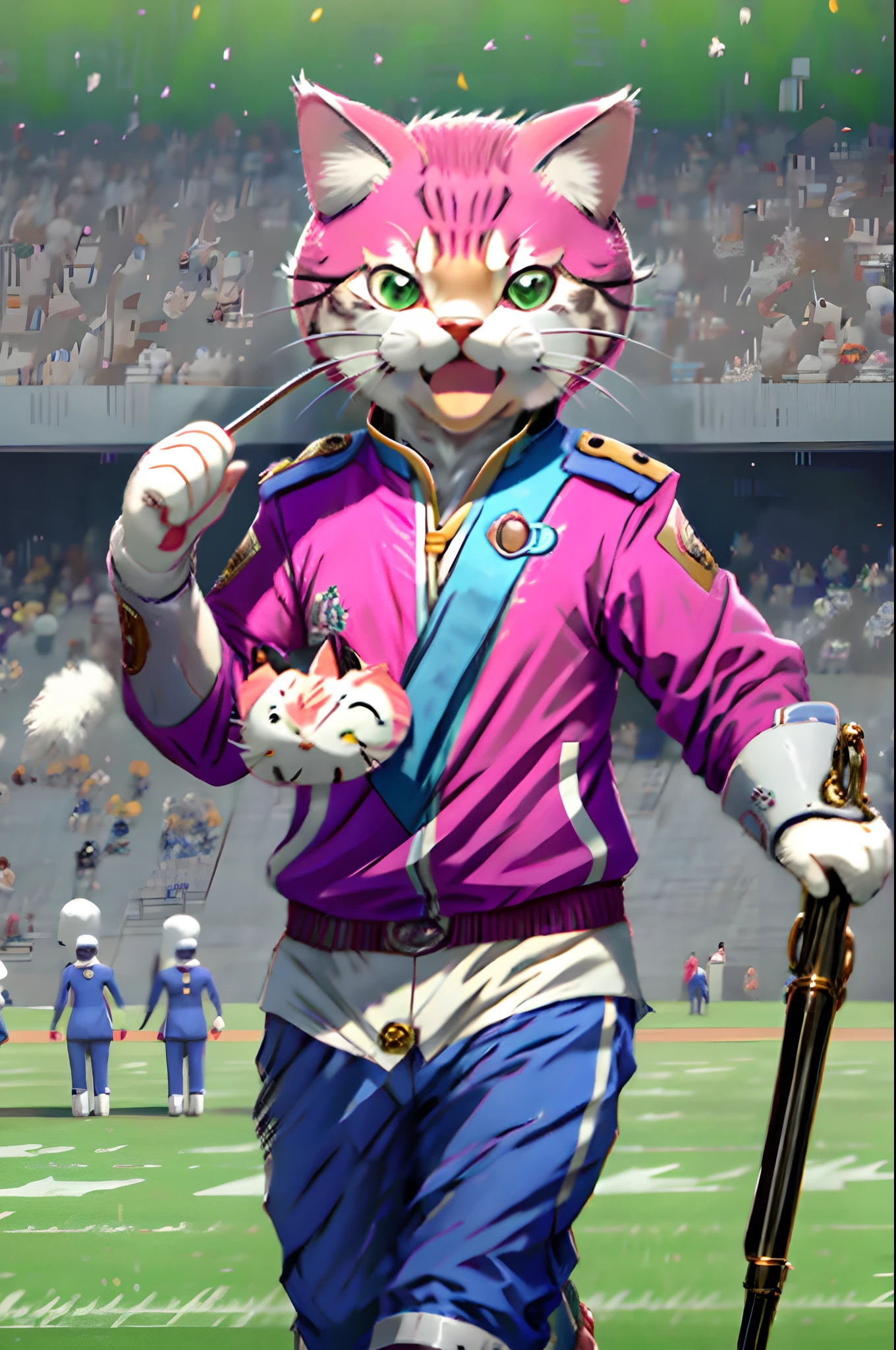 Hello Kitty in marching band playing baritone