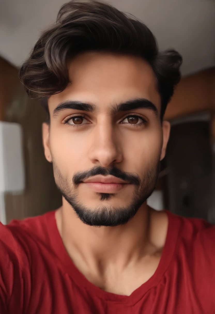 There's a man who's standing in a bathroom wearing a red shirt, imagen de muy muy muy baja calidad, con cara precisa, around 1 9 , 8k selfie photograph, imagen frontal, Perfil frontal!!!!, Imagen de la cara, Khyzyl Saleem, Foto de perfil profesional, Tomada con Sony Alpha 9, Imagen sincera, Imagen antigua, Foto selfie, 2 7 years old