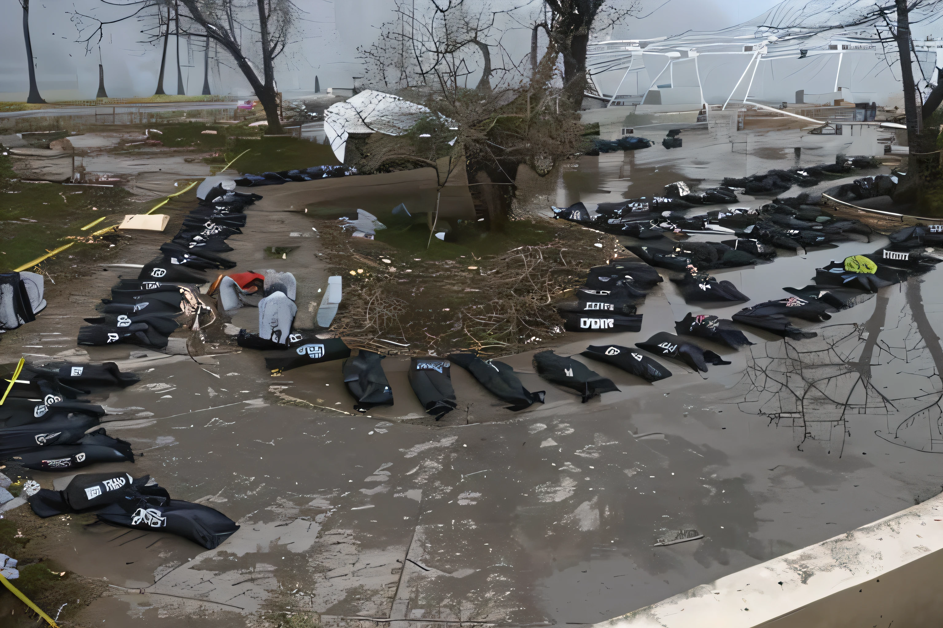 Rows and rows of body bags