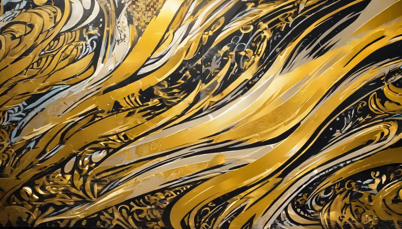 Flowing flashes of light　gold　Textured　wall-paper　opulent