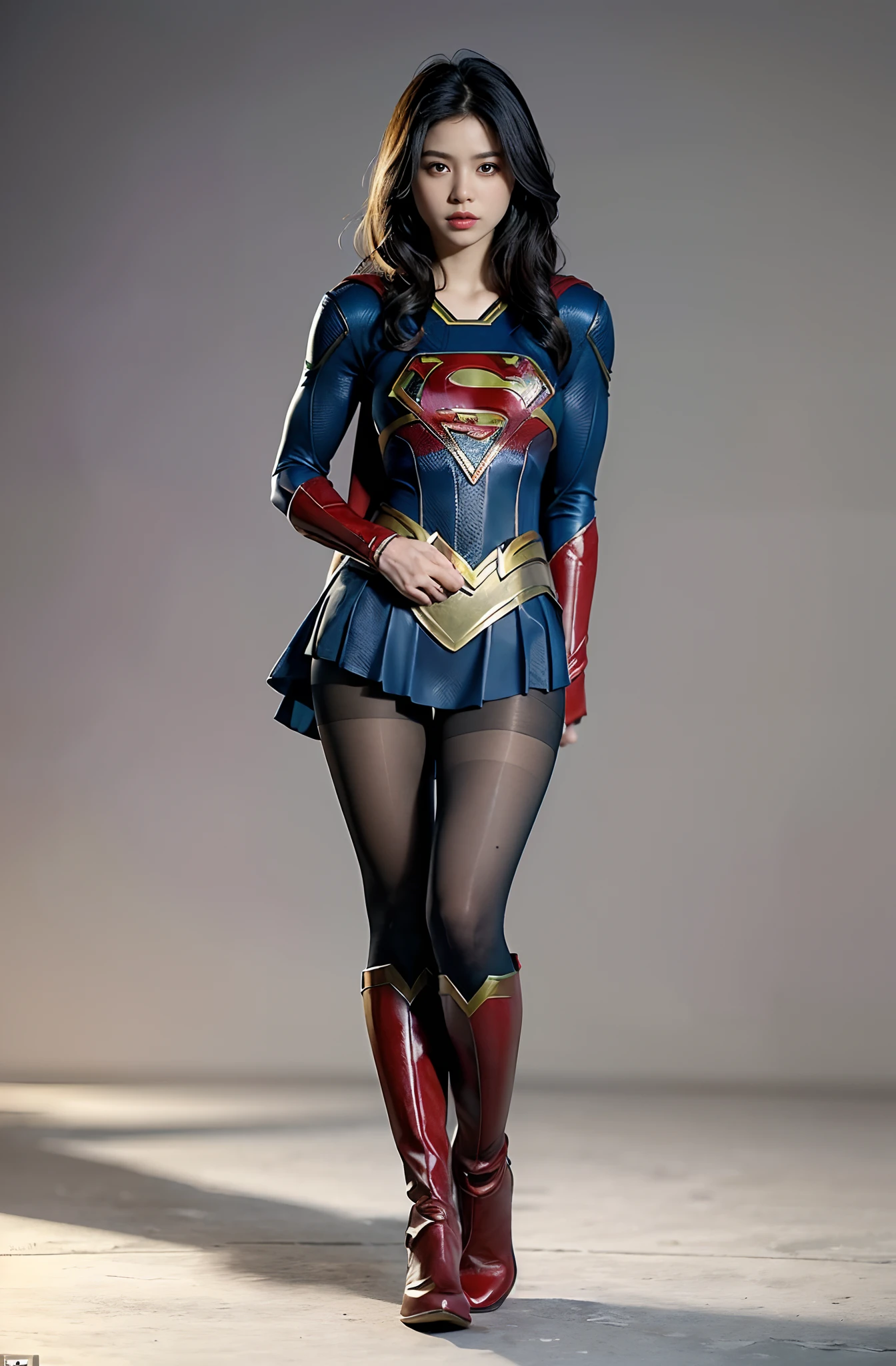 No background、(((Beautiful legs in black tights.)))、(((Legally express the beauty of your smile)))、((((Make the most of your original images)))、(((体にぴったりフィットするSupergirl Costume)))、(((Supergirl Costume)))、(((Short beautiful hair)))、(((suffering)))、(((Please wear thin black tights....、Wear red boots)))、((Best image quality、8k))、((Highest quality、8k、masterpiece:1.3))、(((Preserve background )))、Sharp focus:1.2、Beautiful woman with perfect figure:1.4、Slim Abs:1.2、Wet body:1.5、Highly detailed face and skin texture、8k