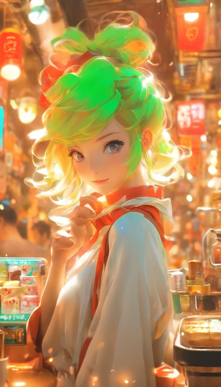 Cute girl on,Lovely coffee cart,Inspired by::Wuling Hongguang mini car,There are various coffee machines on board,Fancy green,high detal,32K Ultra HD,industrial design,Product design,white backgrounid,white environment,Studio light,Ultra photo realsisim,High detail detail,sideface,the sideview。