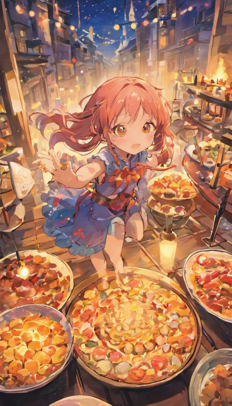 A girl is celebrating Christmas and having a Christmas feast at the Omte Cloud Boundary.