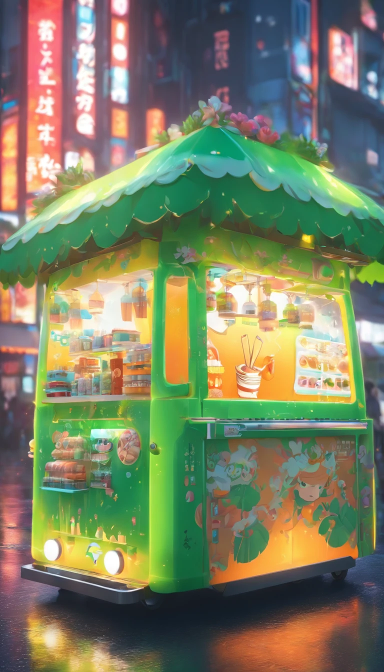 Lovely coffee cart,Inspired by::Wuling Hongguang mini car,There are various coffee machines on board,Fancy green,high detal,32K Ultra HD,industrial design,Product design,white backgrounid,white environment,Studio light,Ultra photo realsisim,detail-rich,sideface,the sideview。