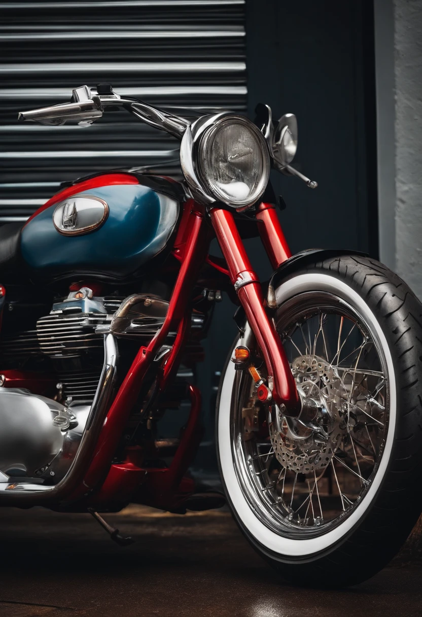 Moto vermelha com rodas largas