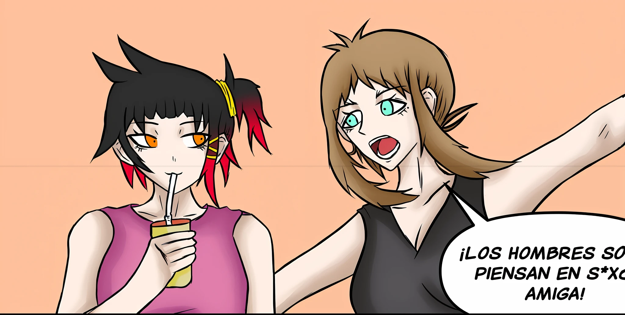 Dibujos animados de dos mujeres con los brazos en alto y una sosteniendo un cepillo de dientes, loli, cel-shaded:15, caricaturesco, estilo anime", en estilo anime, (WebComic), Estilo anime ecchi, cel sombreado:15, Panel manga coloreado, ikki tousen, cel-shaded:17, Jajaja!', por Altichiero