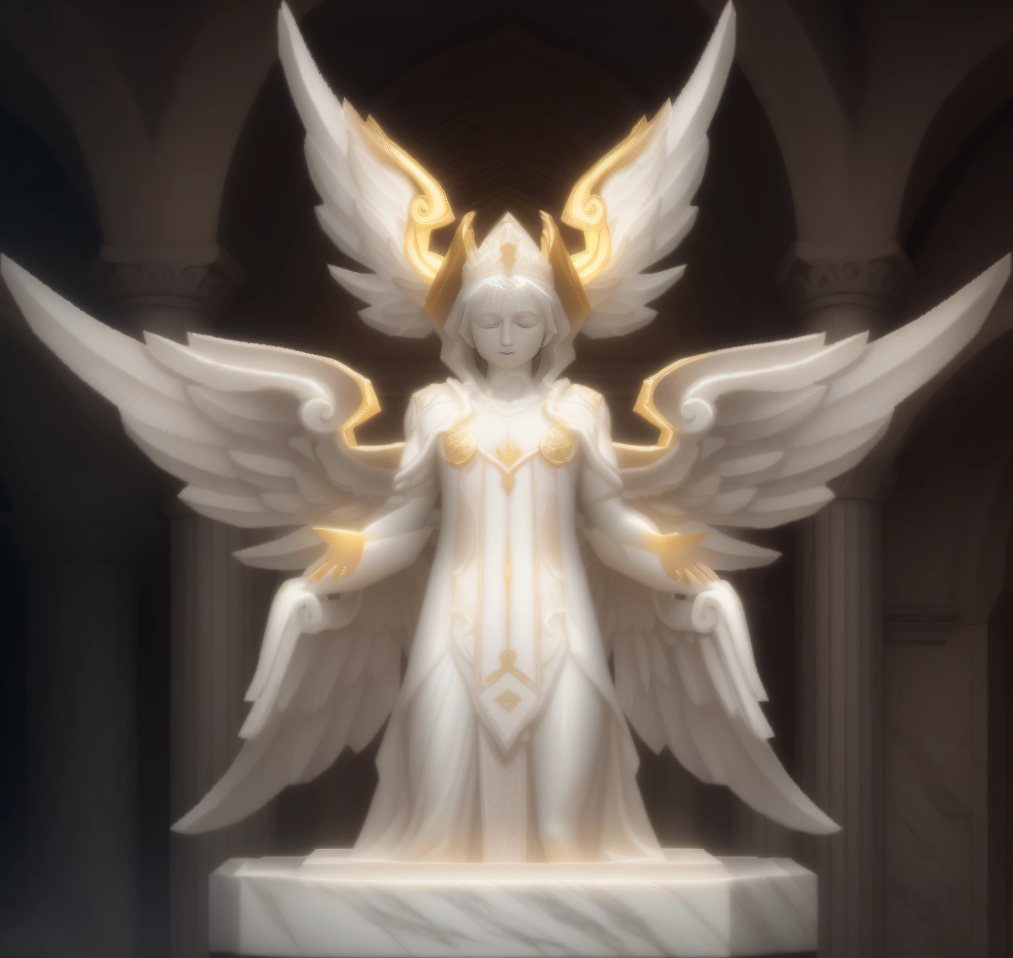 (Extremely detailed Cg Unity 8K wallpaper, Best quality, Masterpiece, An extremely delicate and beautiful), Greek Garden, White marble statue, Zeus，white backgrounid，Grand, Majestic