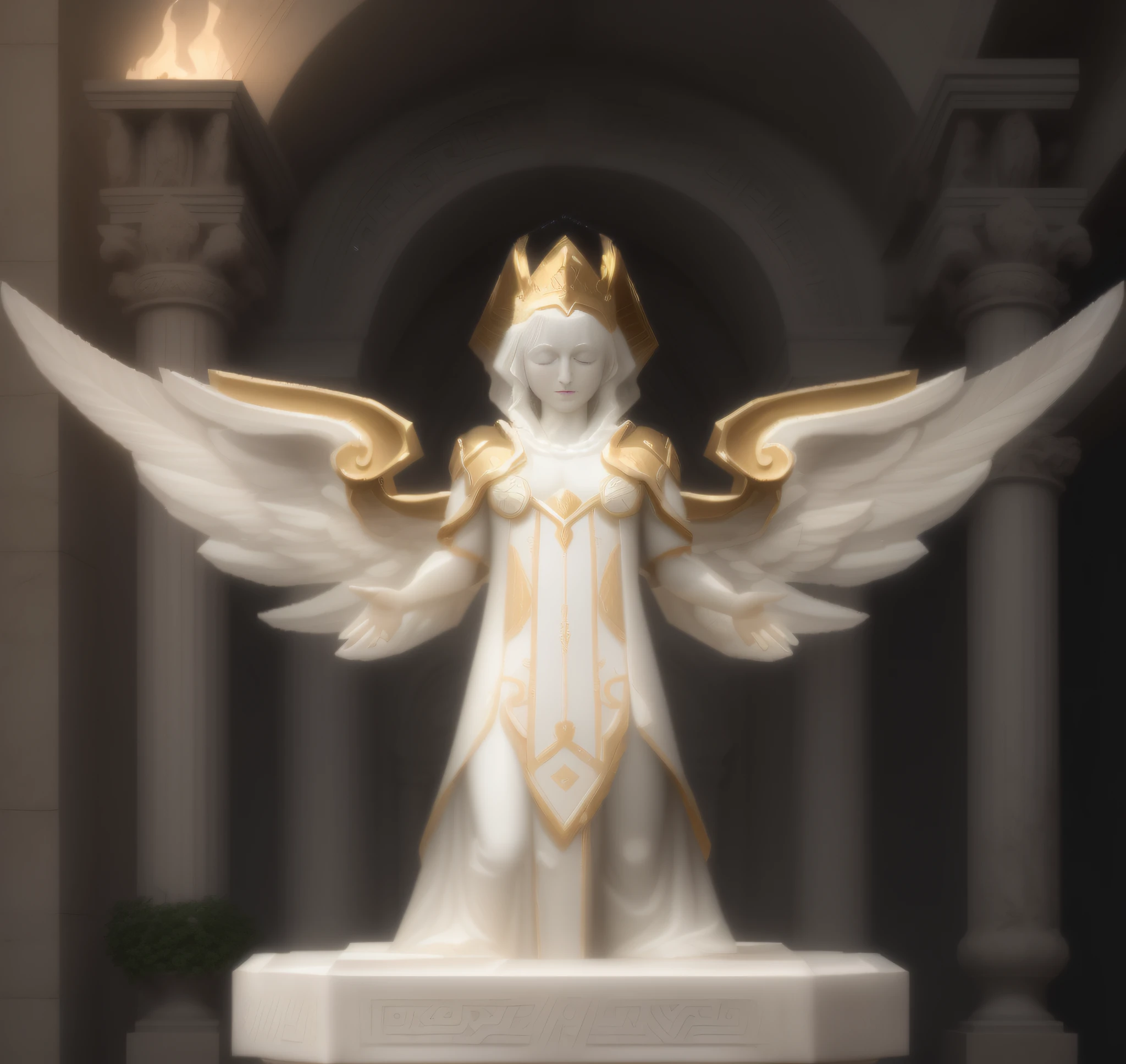 (Extremely detailed Cg Unity 8K wallpaper, Best quality, Masterpiece, An extremely delicate and beautiful), Greek Garden, White marble statue, Zeus,white backgrounid,Grand, Majestic.