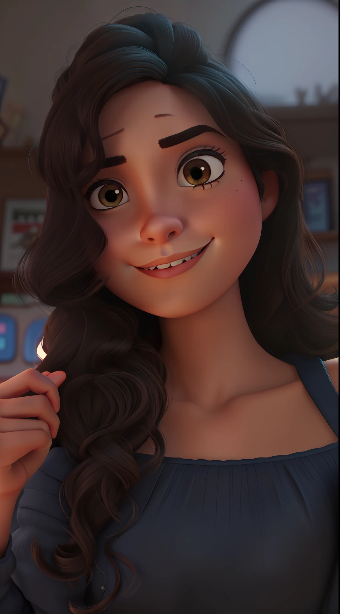 Disney-Pixar 3D movie style a beautiful woman with brown eyes poster
