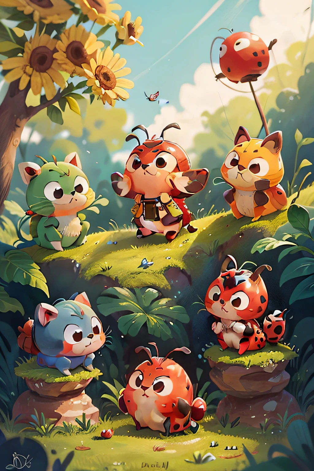 Small animals,Seven-star ladybug,The expression is different,adolable,Flat wind,stickfigure
