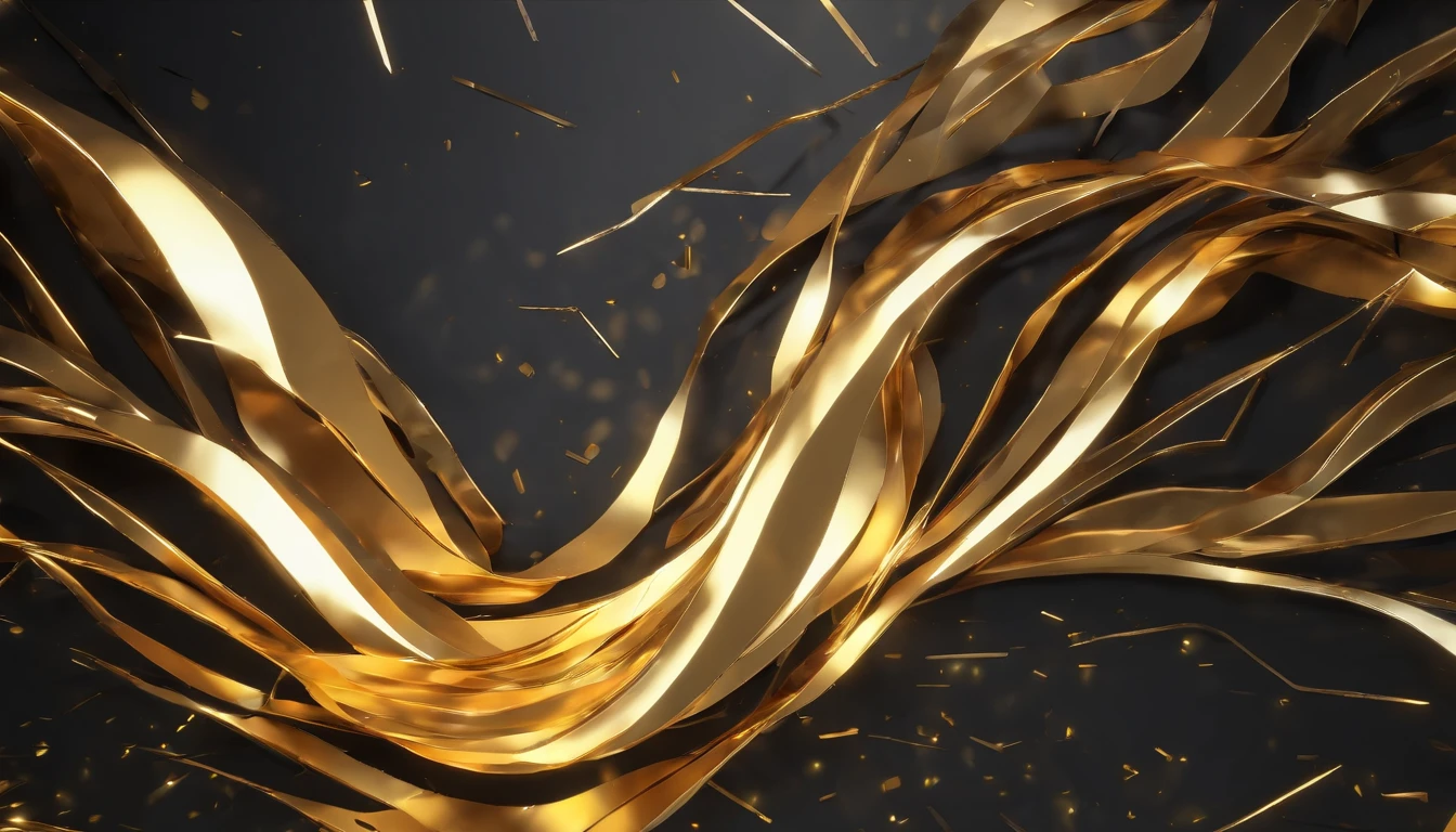 Flowing flashes of light Black gold Textured wall-paper opulent shooting stars