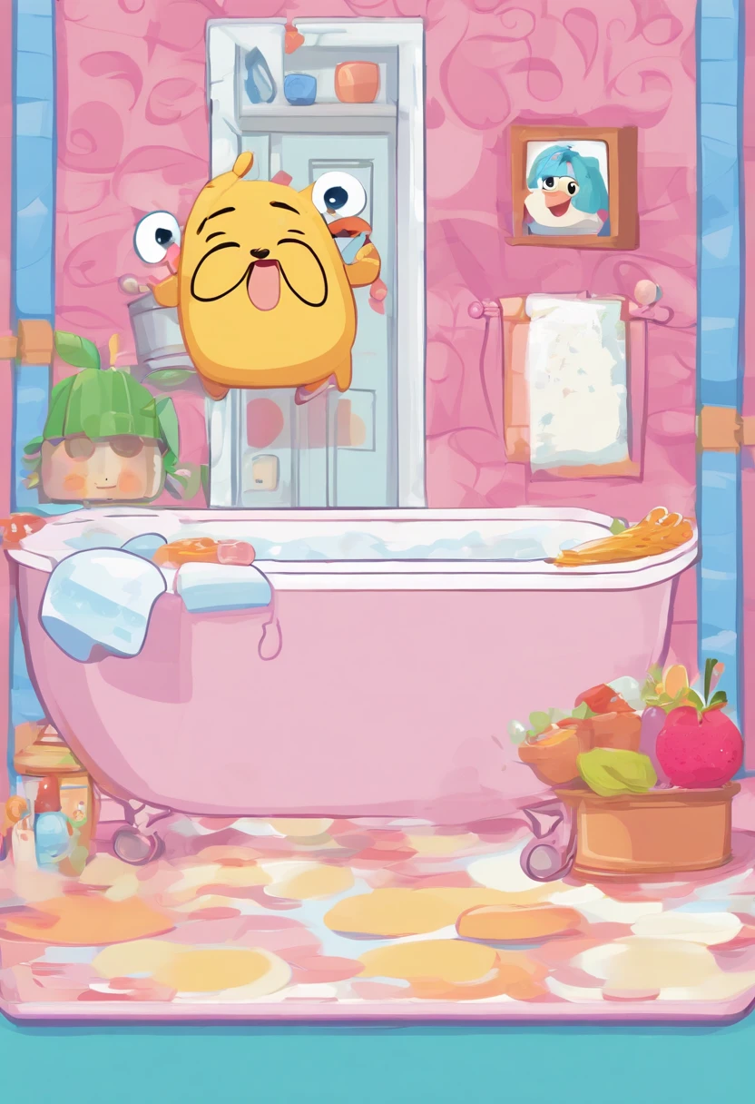 Wilt (Foster's Home for Imaginary Friends), bubble bath, relaxed, cartoon