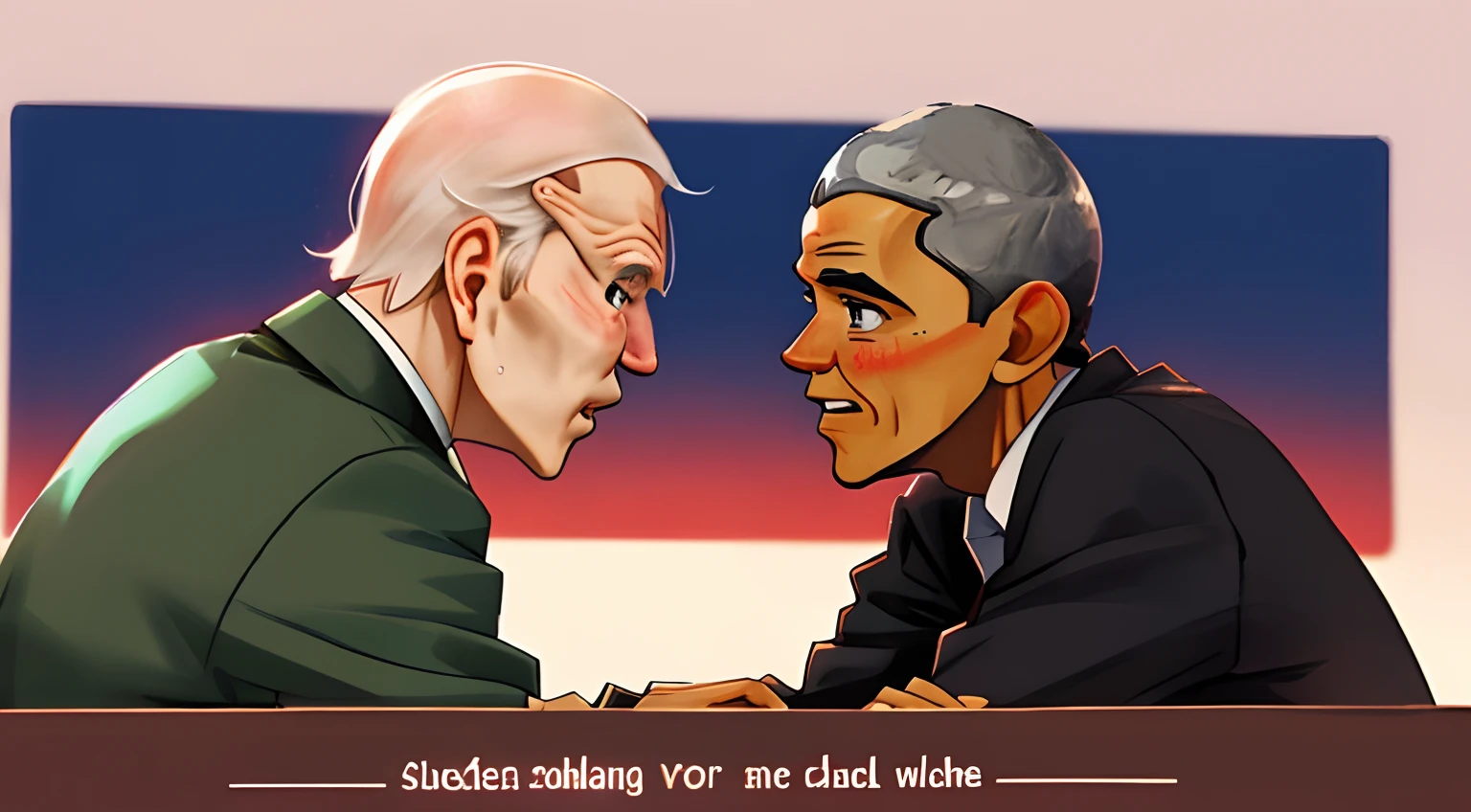 barack obama arguing with joe biden pictured in the style of rebecca sugar