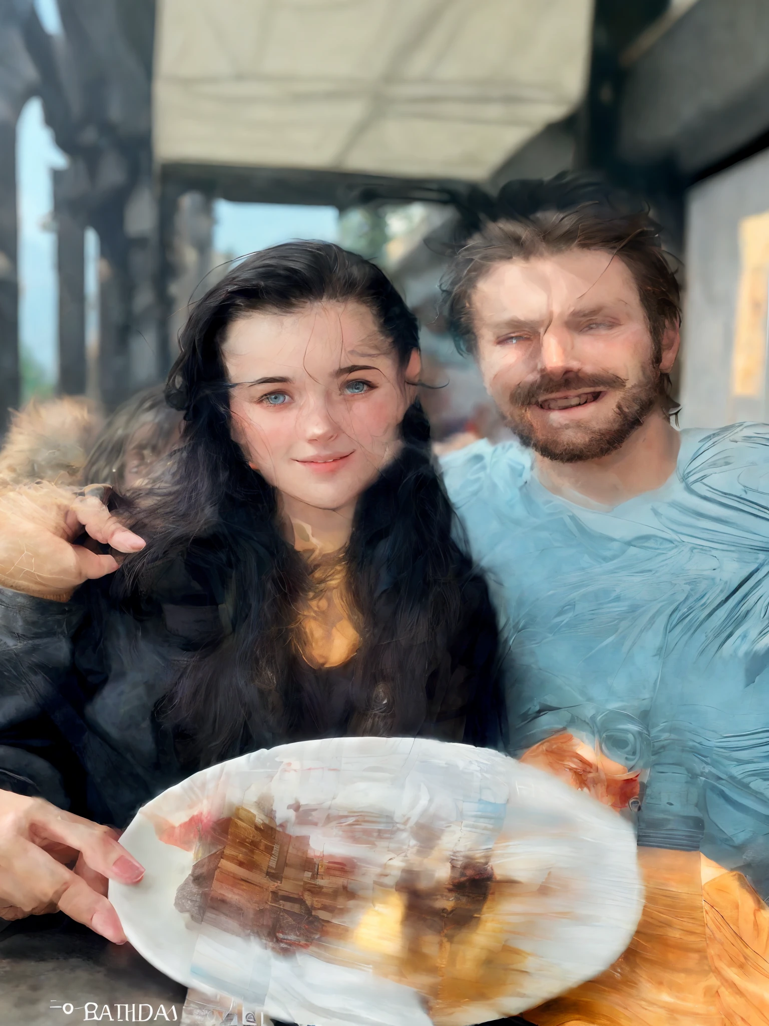 There is a man and a woman together in front of a building, vacation photo, Parque em segundo plano, com um parque ao fundo, Greg Rutkowski e Ivan Shishkin, Vitalik Buterin, Petros e Leonid, Selfie, Greg Rutkowski e Edgar Maxence, Artgerma e Greg Rutkowski, Michal, Alexandre Rostov