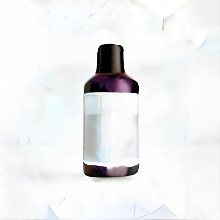 a close up of a black bottle of liquid with purple sticker, mystic purple background on stone, nature backdrop, majestic, (masterpiece:1.1), god rays, real, product brochure, (realistic lightning:1.2)