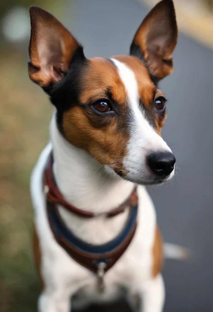 (obra-prima, mejor calidad),1rat terrier sentando esperando a que su amo venga