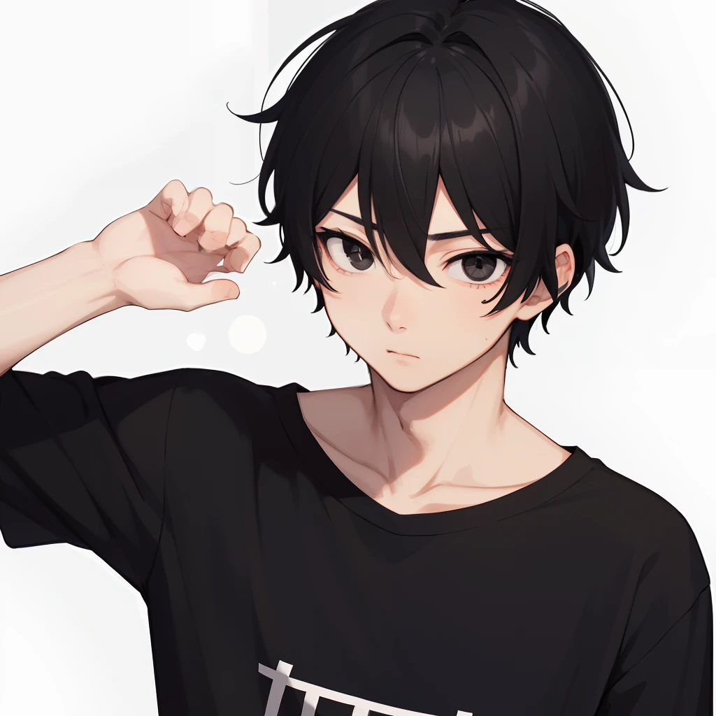 1boy, black hair, black eyes, black eye bags