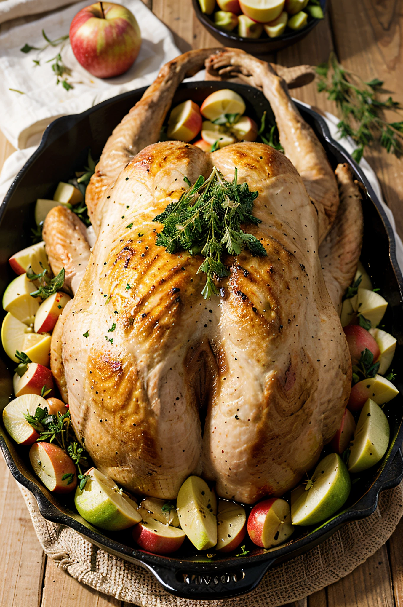 Roasted Turkey with Herbs and Apple Stuffing, ultra realista