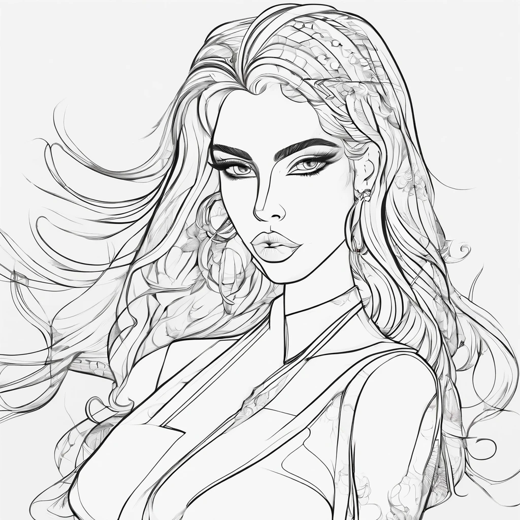1girl, anime girls, standing, straight pose, lineart anime, black and white, nsfw, very detailed pubic areas, very details tips, croth detailed, line art, centered