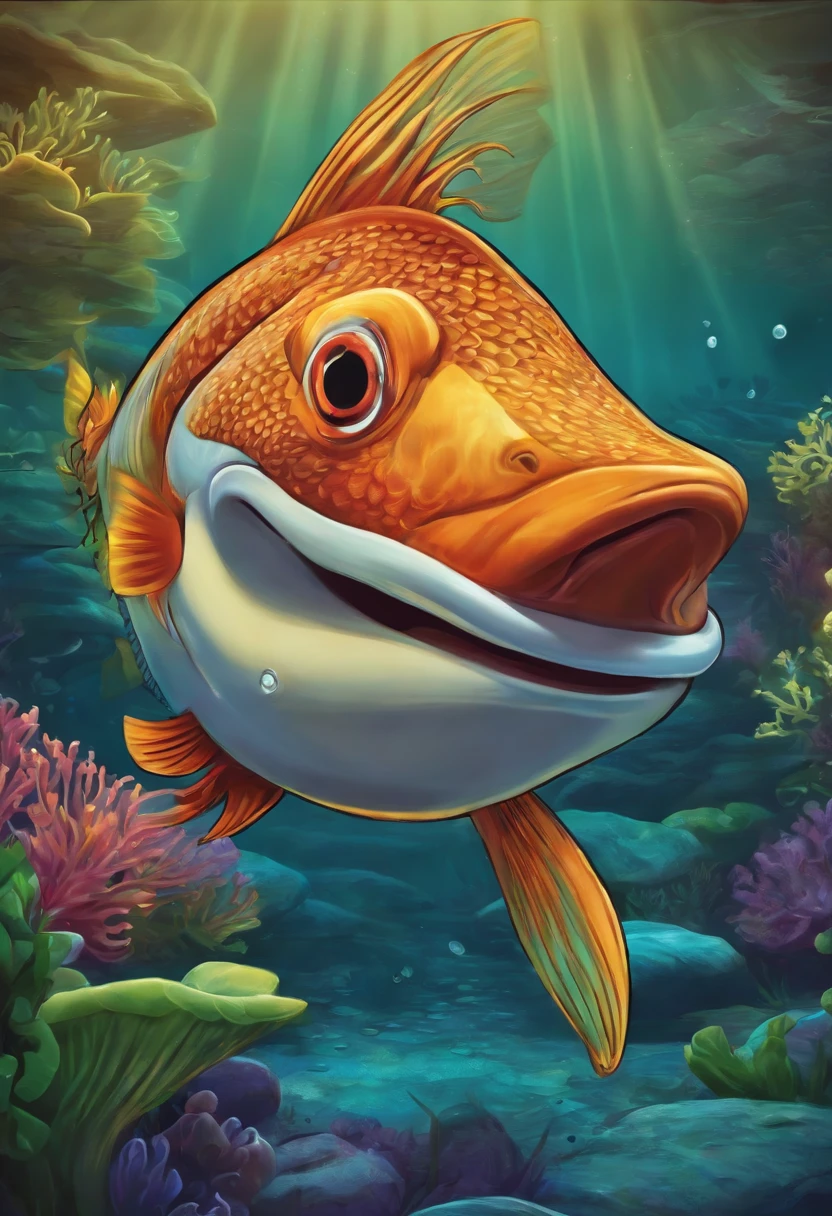 Cartoon fish giving a blowjob