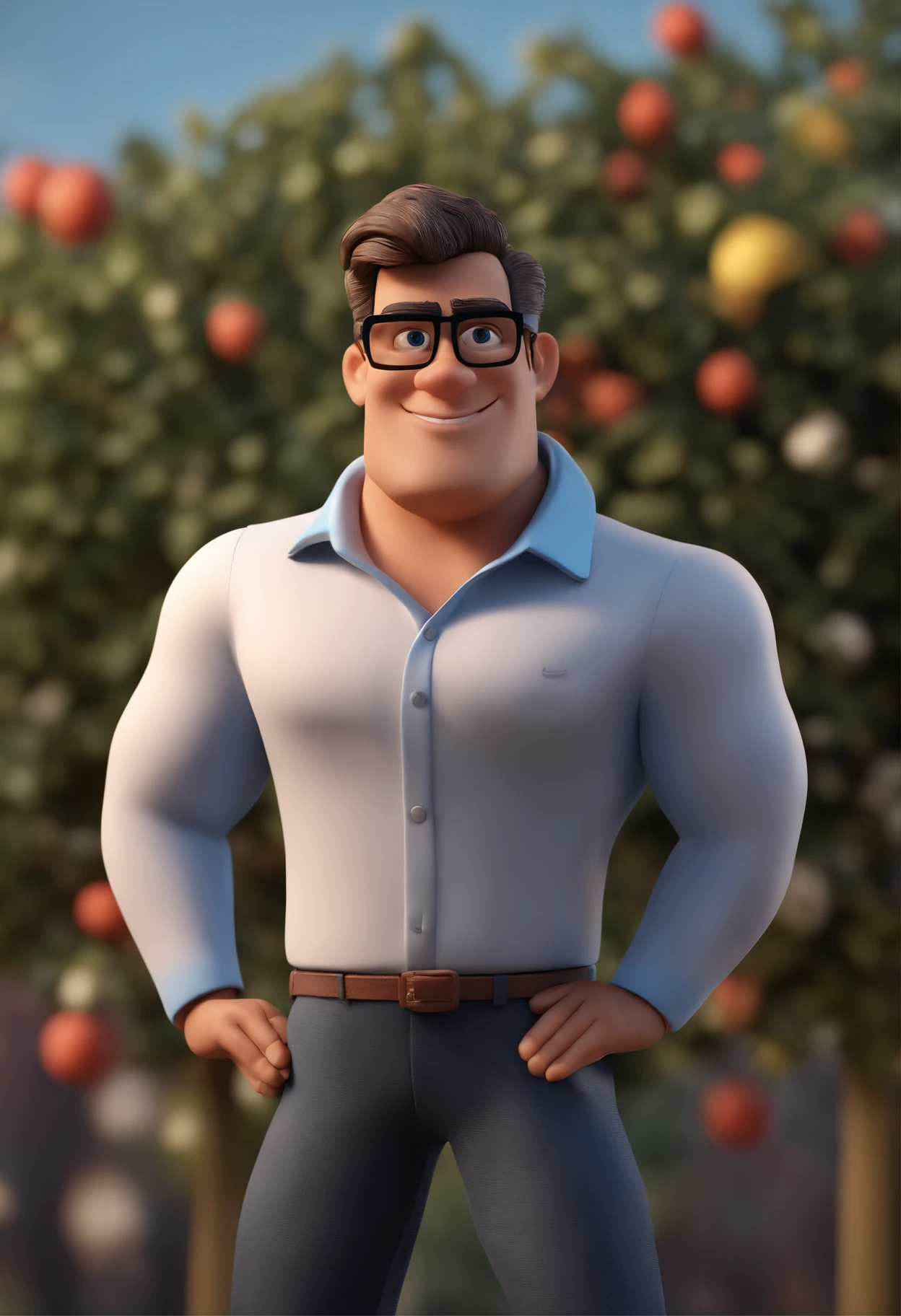 Cartoon character of a man with black glasses and a blue shirt, animation character, Caractere estilizado, animation style rendering, 3D estilizado, Arnold Maya render, 3 d render stylized, toon render keyshot, Personagem 3D, Personagem 3D, 3d rendering stylized, 3 d character render, personagem de desenho animado, Personagem de close up, Pose de personagem, (Estilo Pixar) (master part:1.2) (Bokeh) (best quality) (pele detalhada) (textura detalhada) (8k) (argila) (Cinematic lighting) (foco nítido