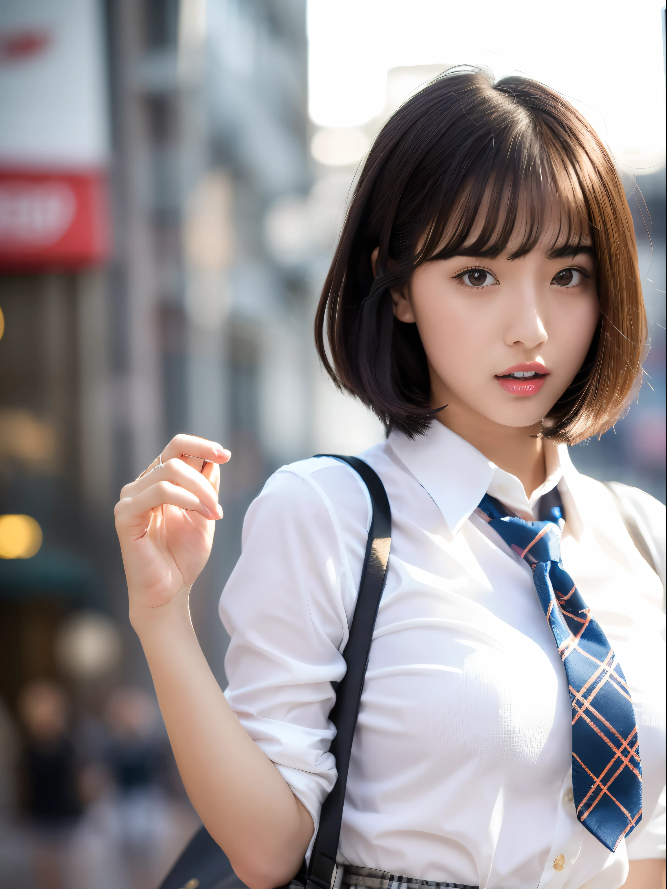 I'm recording,headphones,Arab asian woman in skirt and tie, wearing japanese school uniform, japanese girl school uniform, Japan school uniform, a hyperrealistic schoolgirl, Cute Schoolgirl, real life anime girl, a hyperrealistic schoolgirl, Wearing school uniform, beautiful anime high school girl, Wearing a school uniform, girl wearing school uniform, portrait of a japanese teen