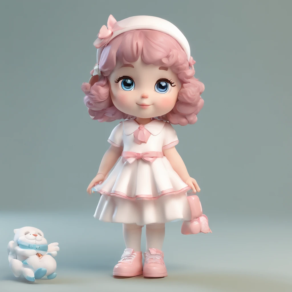 Create a series of cute chibi style dolls with a cute street theme, each with lots of detail and in an 8K resolution. All dolls should follow the same solid background pattern and be complete in the image, mostrando o (corpo inteiro, incluindo as pernas: 1.5)cabelo preto ou marrom. Seus olhos devem ser grandes e expressivos, with long eyelashes and rosy cheeks. Sorriso delicado e branco. Marina deve estar vestida com uma jaqueta, Camiseta, Saia & bonnet . Certifique-se de adicionar detalhes nas roupas, such as buttons and pockets, sapato bonito Certifique-se de adicionar sombras, texturas e detalhes nos cabelos, roupas, Safari utensils, to make them even more adorable and charming.