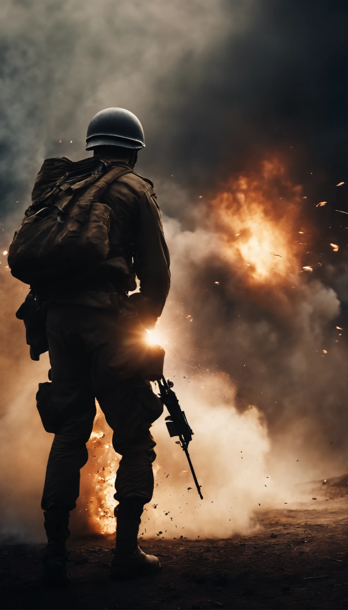 image: impressive,high quality,ultra-realistic,
theme: military,war,action,adventure,
subject: a brave soldier in the battlefield,
medium: realistic oil painting,
additional details: dramatic smoke and explosions, intense fighting and gunfire,
art style: gritty,war photography,
color palette: desaturated, with pops of vibrant red and orange,
lighting: dynamic, with harsh sunlight and dramatic shadows