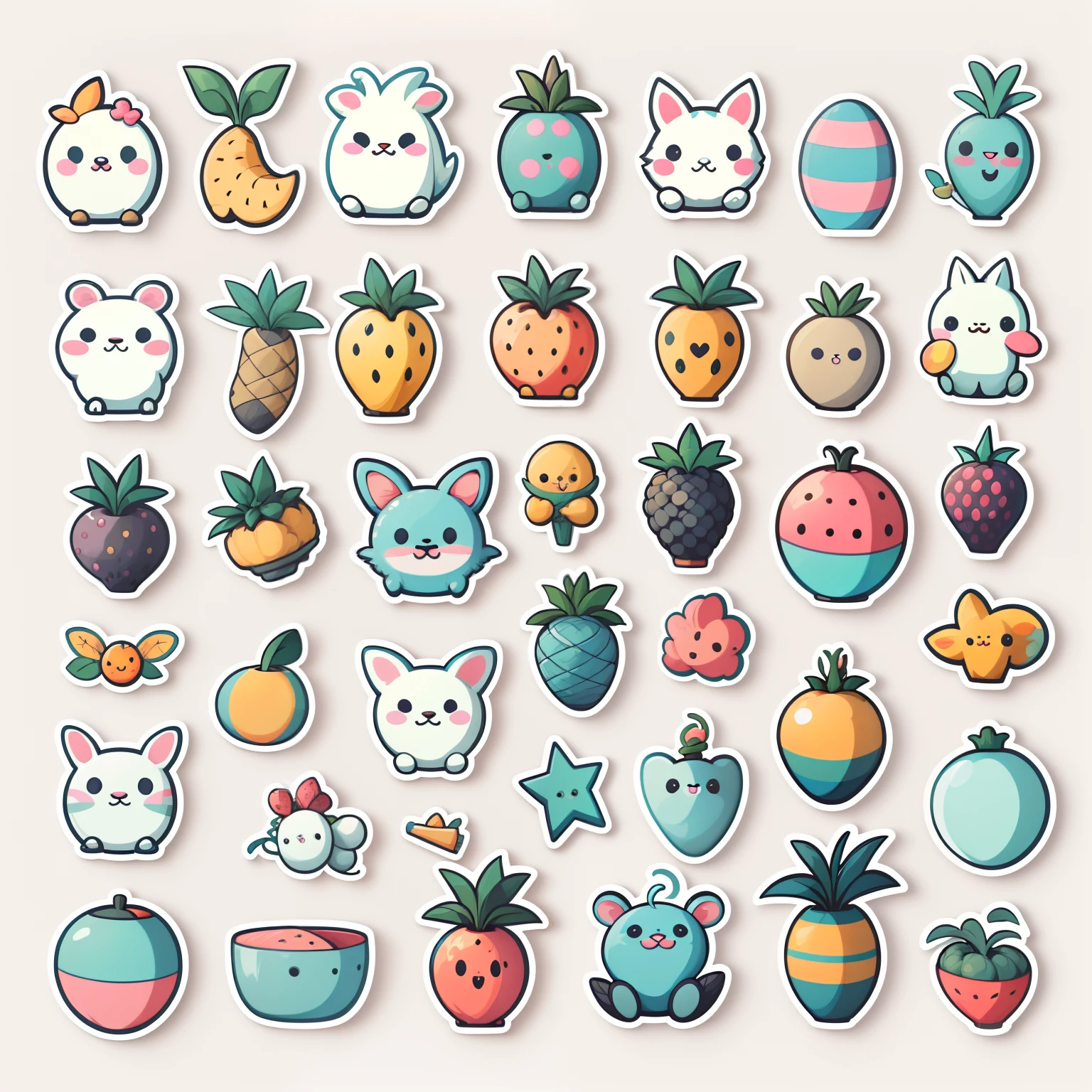 Individual stickers, 1sticker, (Christmas),(toys), white background, nothing background, simple background, dk, adorable, pastel colour, vectorstyle, no gradient,Refinement。Various fruits,All kinds of cute animals