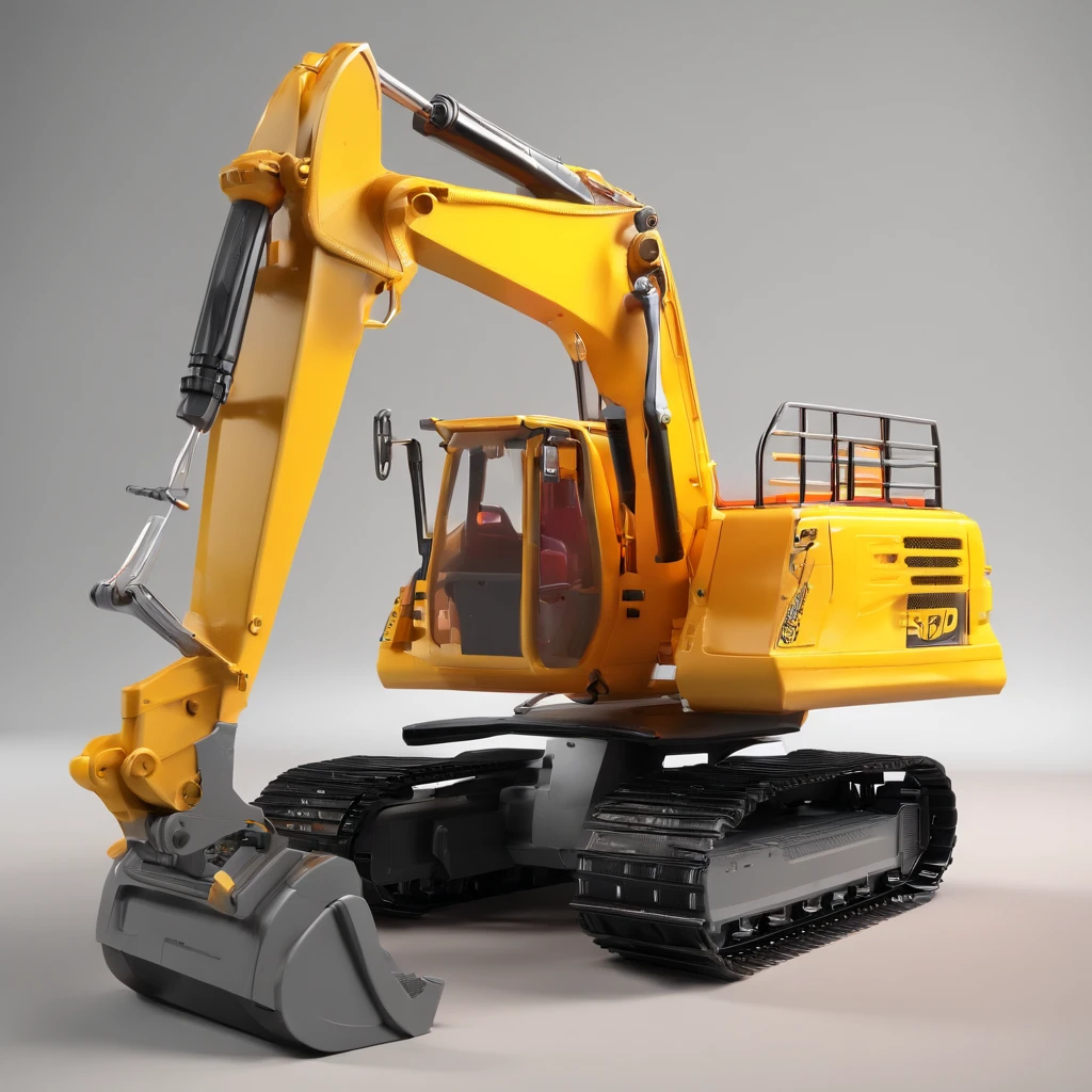 Toy excavator, Models, a blind box toy, Glossy and delicate,Clean background, Good gloss, 3D rendering of,Best quality