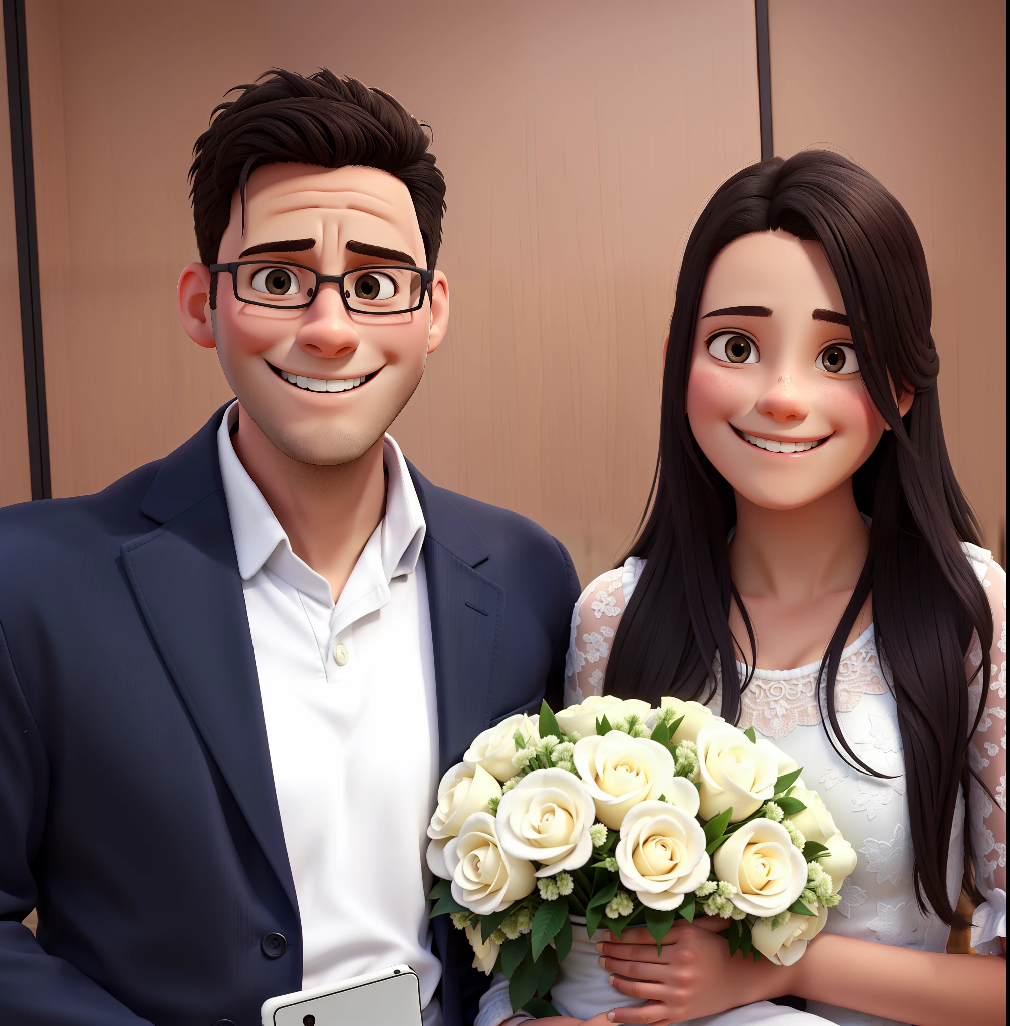 Hugging couple smiling at a selfi