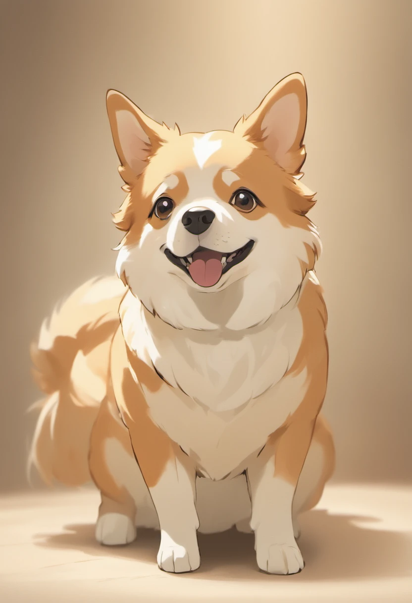"Create ultra-high-resolution images that capture Welsh Corgi Pembroke in chic., The dog poses smiling, very happy., Raise 2 legs Use advanced macro photography techniques to highlight the intricate details of dog fur., Standing ears, And some expressive eyes and tongue protrude.. Place the camera at eye level of the dog., Building a close relationship between the audience and the dog model. Use a large aperture for shallow depth of field, Let the dog stand out sharply against a white background.. Improve the lighting to emphasize the texture and contours of your dog's body., Using Soft, Faint light to remove harsh shadows and create, Comfortable atmosphere. Hold the dog in a relaxed position., But balanced., Show your flexibility and elegance.. Try to capture moments between movements naturally., such as stretching or grooming., To convey a sense of authenticity.. Use post-processing techniques to adjust the sharpness of the image., contrast, and color balance., Ensure that all aspects, From complex forms of dogs to intense gazes., Show amazing detail. Finally, It conveys the serene beauty and innate elegance of the Welsh Corgi., Capture moments that celebrate the unique essence of a dog's curiosity and balance.."