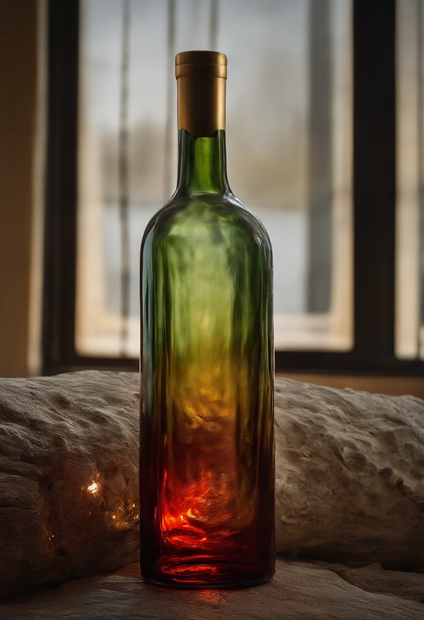 Flattened,Clear glass bottle,Wine bottles